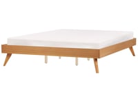 Säng Ljust trä MDF 180 x 200 cm med Lamellbotten Minimalistisk Dubbelsäng Skandinavisk Design Sovrum