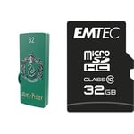 Pack Support de Stockage Rapide et Performant : Clé USB - 2.0 - Série Licence - Harry Potter Slytherin - 32 Go + Carte microSD - Classe 10 - Collection Classic - 32 GB