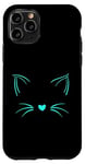 iPhone 11 Pro Turquoise Invisible Cat Face Turquoise Color Graphic Case