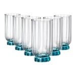 6x Bormioli Rocco Florian Highball Glasses Glass Drinking Tumblers 430ml Blue