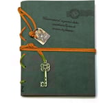 Läderjournal Anteckningsbok, Klassisk Vintage Dagbok Skissbok Present med Oskrivna Resedagböcker att Skriva i Anteckningsblock Gästbok, Mörkgrön