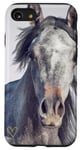 Coque pour iPhone SE (2020) / 7 / 8 Motif Cheval Gris Blanc Avec un Beau Coeur D'Amour Doré