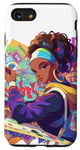 Coque pour iPhone SE (2020) / 7 / 8 Femme noire, artiste de rue qui dessine