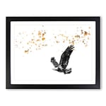 Bald Eagle In Flight In Abstract Modern Art Framed Wall Art Print, Ready to Hang Picture for Living Room Bedroom Home Office Décor, Black A4 (34 x 25 cm)