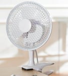 Clip On Fan White 6" Small Portable 2 Speed Electric Desktop Air Cooling Fan
