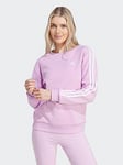adidas Sportswear Essentials 3-Stripe Fleece Sweatshirt - Light Purple, Light Purple, Size 2Xs, Women