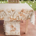 PETTI Artigiani Italiani - Nappe de Paques, Nappes Rectangulaire Anti Taches pour Pâques, Nappe de Table Rectangulaire 6 Places, 180x140 cm, Sweet Easter, 100% Made in Italy