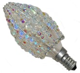 Choice of 6 Colours Crystal Glass Beaded Lampshade Alternative Chandelier Inspired Lightbulb Candle Sized Bulb Cover Sleeve Lamp Better Than Shade Light Drops Beads Kitsch (Aurora Borealis)