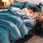 XYSQWZ Flannel Duvet Cover Double,Solid Color Velvet Flannel Bedding Set Winter Warm, (King, 220 * 240CM) Duvet Cover Bed Sheet Pillowcases Single Double King Size Bed(3pcs) Blue