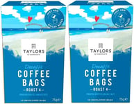 Taylors of Harrogate Fair Trade Roasted Ground Coffee Bags Pack 10'S (Decaf, 2 B