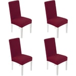 4-pack stretchbarstolar, elastiska stolsöverdrag, moderna överdrag, elastan stretchöverdrag, stretchbarstolar (vinröd)