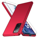 YIIWAY Samsung Galaxy S20 FE 4G / 5G Case + Tempered Glass Screen Protector, Red Ultra Slim Protective Case Hard Cover Shell for Samsung Galaxy S20 FE 4G / 5G YW41780
