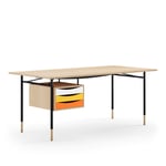 Nyhavn Desk, 170 cm, with Tray Unit, Oak Clear oil, Black Steel, Warm