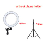 phone ring light Dimmable Desk selfie ring light with 3 Color Modes and 10 Brightness USB charger ring light for makeup-20cm_With_tripod