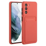 Samsung Galaxy S21 FE TPU-deksel med en kortholder - Rød