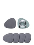 4-Set Glasbrikker Curve - 2-Sidet Home Tableware Dining & Table Accessories Coasters Grey LIND DNA