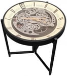 Industrial Multi Coloured Moving Gears Clock Side Table- 60cm x 58.5cm