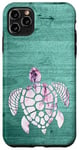 Coque pour iPhone 11 Pro Max Design chic blanc violet tortue vintage rustique menthe