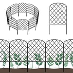 OUSHENG Lot de 10 clôtures de jardin décoratives, total 3 m (L) x 61 cm (H) - Bordure de barrière pour animaux - Panneau de clôture en fil métallique antirouille pour extérieur, terrasse, jardin,