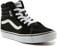 Vans Filmore Hi Juniors High Top Suede Trainers In Black White UK Size 3 - 6