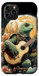 Coque pour iPhone 11 Pro Cottagecore Tortue de mer verte esthétique jouant de la guitare banjo
