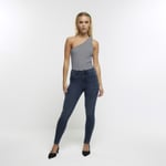 River Island Womens Skinny Jeans Petite Blue Mid Rise Trousers Pants Bottoms