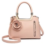 Miss Lulu Handbags for Women Ladies Shoulder Bags Fashion PU Leather Crossbody Top Handle Bag (Pink)