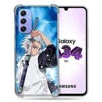 Cokitec Coque Renforcée en Verre Trempé pour Samsung Galaxy A34 5G Manga Bleach Hitsugaya