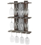 J JACKCUBE DESIGN Wall Mounted Rustic Wood with Insert Wire Mesh, 12 Wine Glasses Holder Rack Stemware Display Drying Storage for Kitchen Home Bar Decor - MK583A