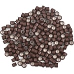 500 st Silikonfodrade Mikro Ringar Länkar Pärlor 4.0 mm Hårpärlor för Hårförlängningar Brown