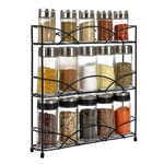 Black Iron Wire Spice Rack 3 Tiers - Kitchen Shelf Organiser 26 x 30 x 16.5 cm