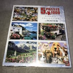 King Classic Collection 5 x 1000 Piece Jigsaw Puzzle + Posters NEW Cats Animals