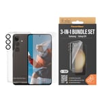 Samsung Galaxy S24 PanzerGlass 3-i-1-Bundle m. EasyAligner - Skjermbeskyttelse (UWF) / D3O Bio Hardcase-deksel / Hoops Kamerabeskyttelse - Gjennomsiktig / Svart