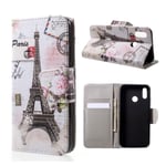Huawei P20 Lite / Nova 3e mobilfodral i PU skyddar plånbok korthållare sedelförvaring stående läge - Eiffeltornet