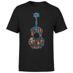 Coco Guitar Pattern Men's T-Shirt - Black - XXL