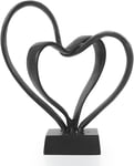 Double Hearts Cast Iron Sculpture Wedding Anniversary Gift Antique Metal Decor