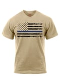 Rothco T-shirt - Thin Blue Line-Flag (Desert Sand m. Svart Flag, L) L Desert Flag