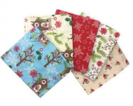 Craft Cotton Tissu Paquet Christmas Bird House Plastique, Coton, Multicolore, 45 x 55 x 0,5 cm, 5 unités de