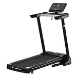 HOMCOM 500W Motorised Treadmill 1-12km/h Folding Frame w/Wheels 12 Preset Programs LCD Screen Running Machine Safety Button Home Gym Office Fitness Exercise