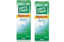 Contact Lens Solution Opti-Free Replenish 2 x 300ml Vision Care Multipurpose