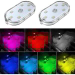 2-pack bil LED-ljus interiör, 7-färgad bil interiör stämningsbelysning, USB laddningsbar bil interiör läslampa, bärbar LED-billampa