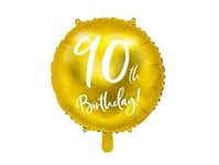 Partydeco 90Th Birthday, Guld, Rund, Folie, Födelsedag, 45 Cm, 50 Styck