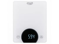Adler Ad 3173W, Elektronisk Köksvåg, 10 Kg, 1 G, Vit, Glas, Inbyggd