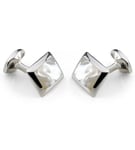 Deakin & Francis Cufflinks Sterling Silver Oblong White Mother of Pearl Inlay