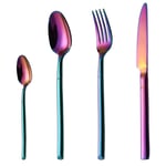 COPOTI Rainbow Cutlery Set,Titanium Tableware 20-Pieces High-Grade Mirror Polished,Material 18/10,Features: Heavy Duty。