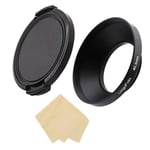 40.5mm Metal Wide Angle Lens Hood Wide Lens Hood 40.5mm for Canon Fuji Leica Leitz Nikon Olympus Panasonic Pentax Sony Lens 40.5mm Screw-in Lens Hood with 62mm Side Pinched Lens Cap