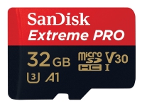 SanDisk Extreme Pro - Flash-minneskort (microSDXC till SD-adapter inkluderad) - 32 GB - A1 / Video Class V30 / UHS-I U3 - 667x - microSDHC UHS-I