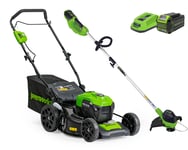 Greenworks Lawnmower 460mm + Line Trimmer 40V 4.0Ah Kit in Gardening > Outdoor Power Equipment > Lawnmowers > Electric