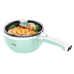 Vocha Electric Hot Pot, 1.5L Mini Portable Electric Pan Non-Stick, Multi-Cooker with Lid for Travel/Dormitory, Spatula and Egg Rack Included (Green)