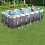 Bestway 16ft x 8ft 48in Power Steel Rectangular Pool Set i...